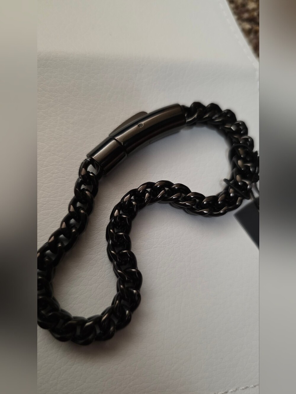 NWT Talidara Black Franco Wheat Link Chain Bracelet Push Button Clasp